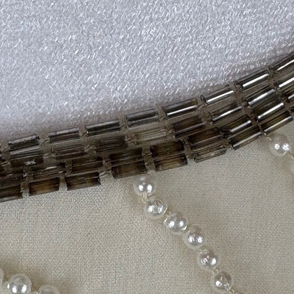 Laurence Kazar New York 100% Silk Vintage Angled Ivory Formal Beaded Midi Dress - Picture 14 of 16